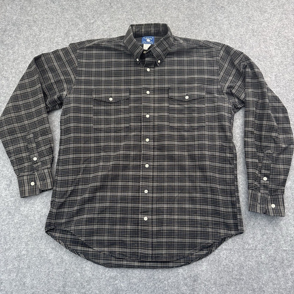 Vintage Texas Cotton Shirt Mens Large Button Down  Mexico Made Western Plaid M